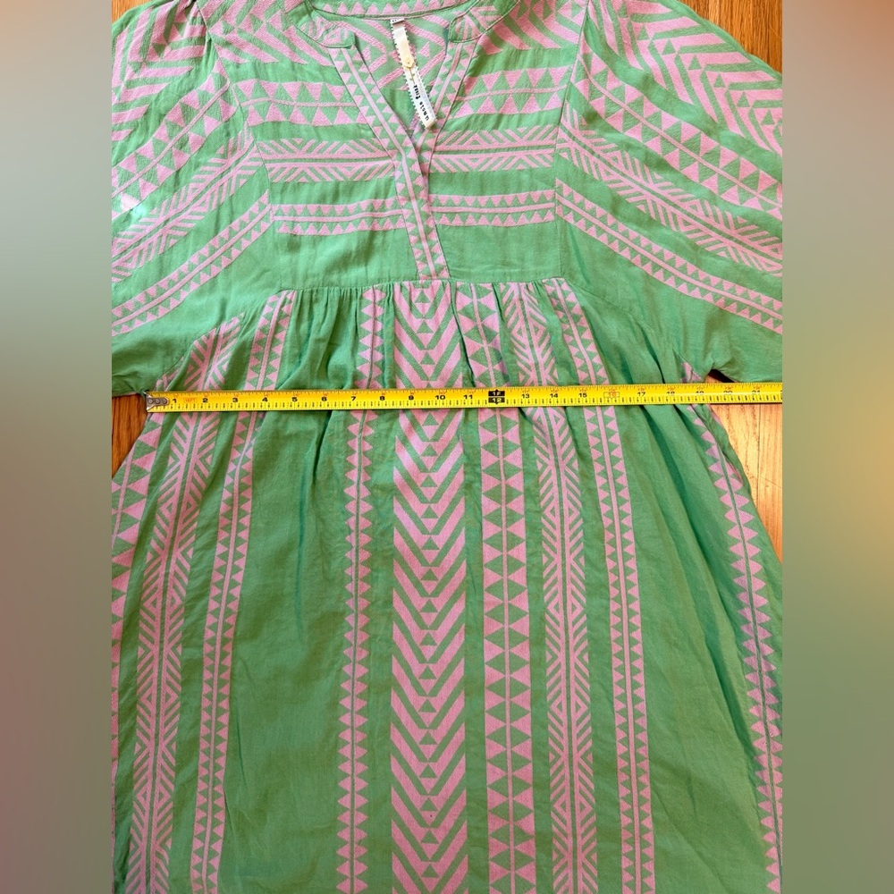 Green and Pink Geometric boho dress - size M/L comfy adorable - Picture 7 of 8